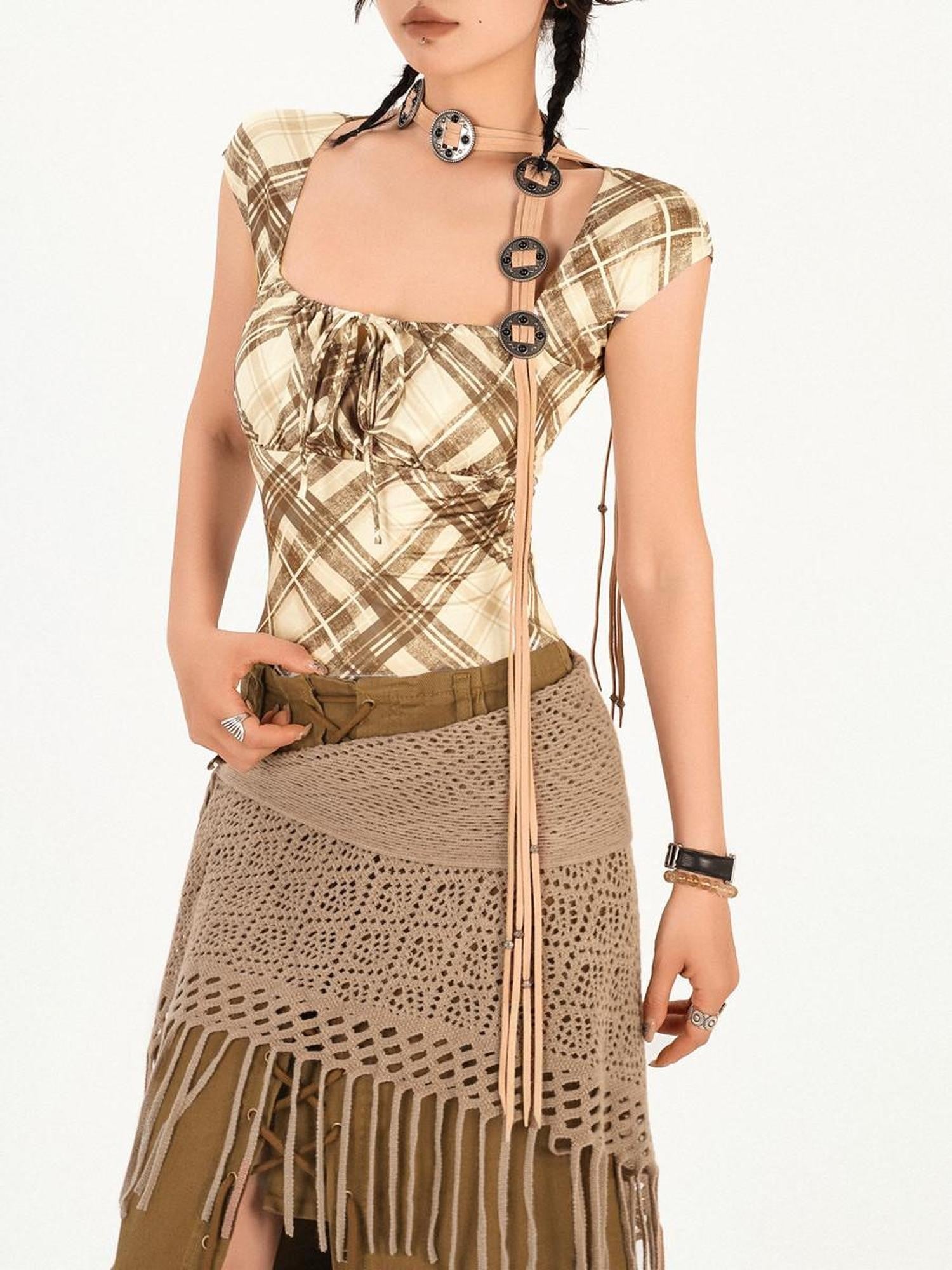 Nico Molly Dune Wasteland Cutout Vintage Asymmetrical Women's Knit Belts