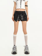 Nico Molly Frayed Hem Distressed Multi Pocket Workwear Women's Brushed Denim Denim Shorts