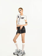 Nico Molly Frayed Hem Distressed Multi Pocket Workwear Women's Brushed Denim Denim Shorts