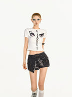 Nico Molly Frayed Hem Distressed Multi Pocket Workwear Women's Brushed Denim Denim Shorts