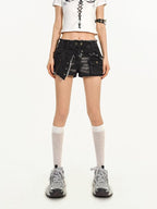Nico Molly Frayed Hem Distressed Multi Pocket Workwear Women's Brushed Denim Denim Shorts