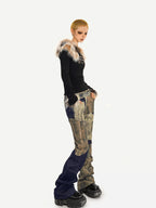 Nico Molly Fur Collar Asymmetric One Shoulder Letter Print Women's Long Sleeve T-shirts