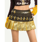 Nico_Molly_Gold_Spliced_Patchwork_Double_Waistband_Pleated_Women's_Coated_Mini_Skirts_985314149506_MISSTT