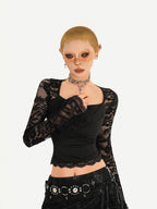 Nico Molly Gothic Asymmetric Fringe Belted Layered Women's Lace Mini Skirts