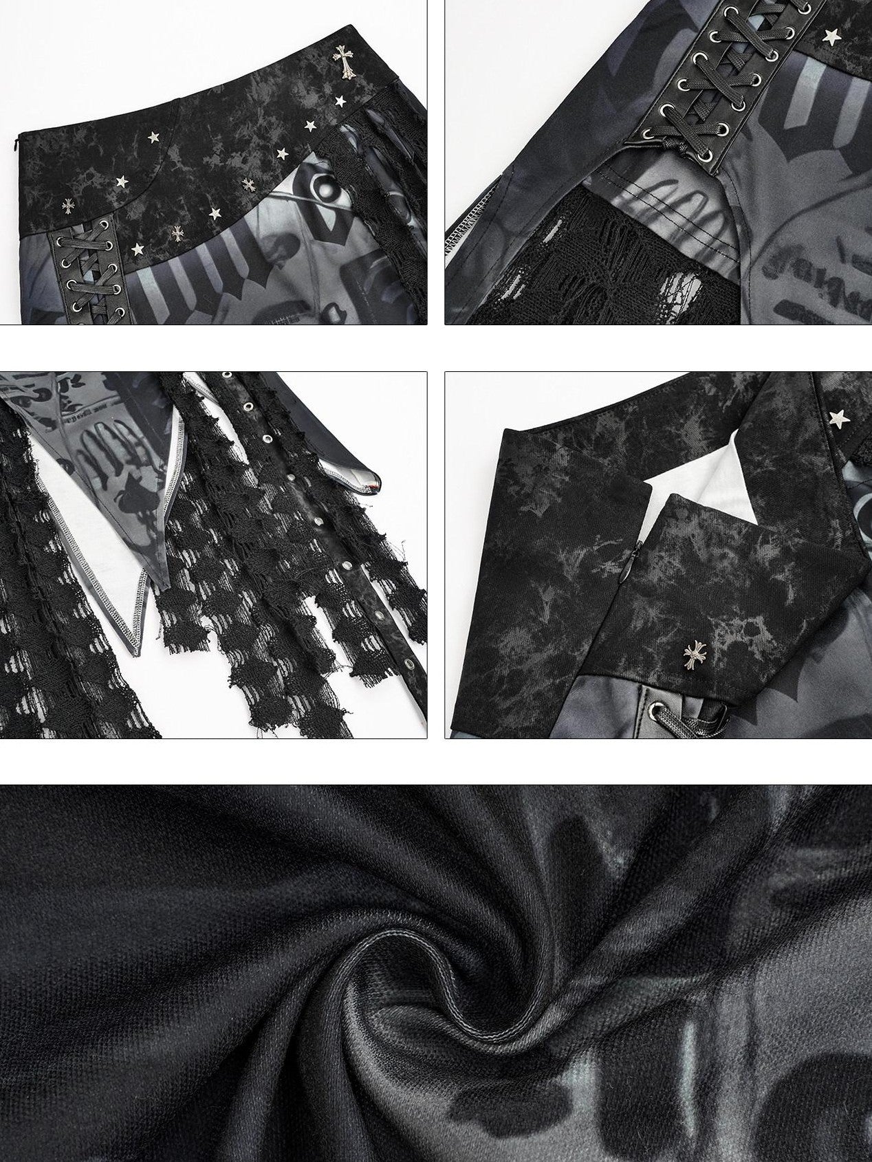 Nico Molly Gothic Asymmetric Mesh Spliced Tassel Women's Mesh Maxi Skirts