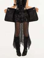 Nico Molly Gothic Mesh V-neck Vest Street Three Piece Women's Top & Skirt Sets
