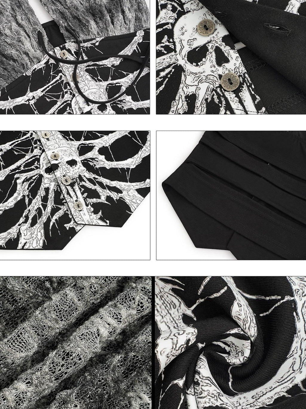 Nico Molly Gothic Skull Print Hooded Sleeveless Women's Other Fabric Short Sleeve T-shirts