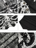 Nico Molly Gothic Skull Print Hooded Sleeveless Women's Other Fabric Short Sleeve T-shirts
