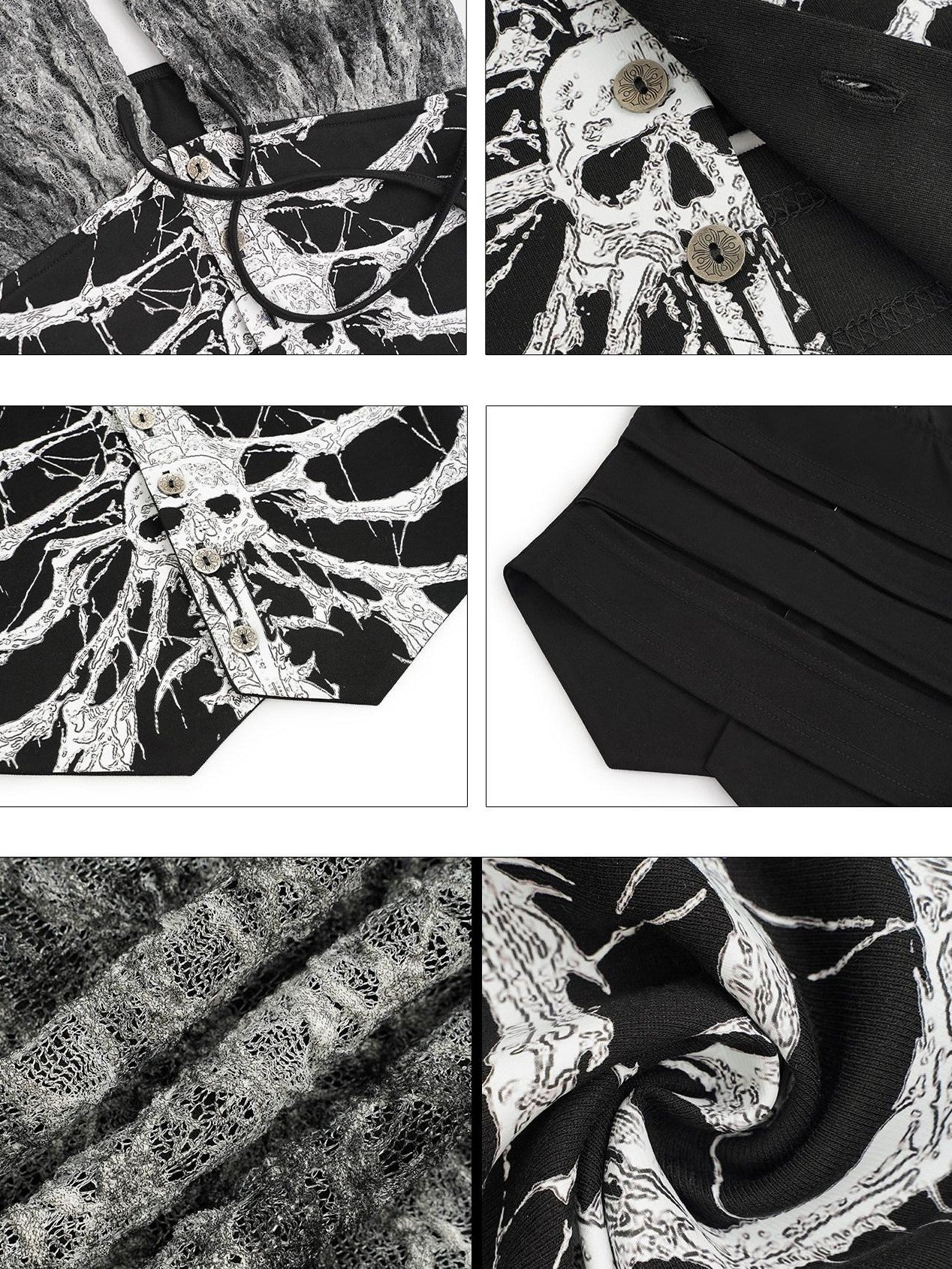 Nico Molly Gothic Skull Print Hooded Sleeveless Women's Other Fabric Short Sleeve T-shirts