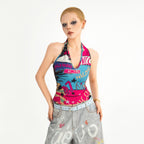 Nico_Molly_Graffiti_Letter_Print_Halter_Tie_Back_V-neck_Women's_Tank_Tops_1043711690885_MISSTT