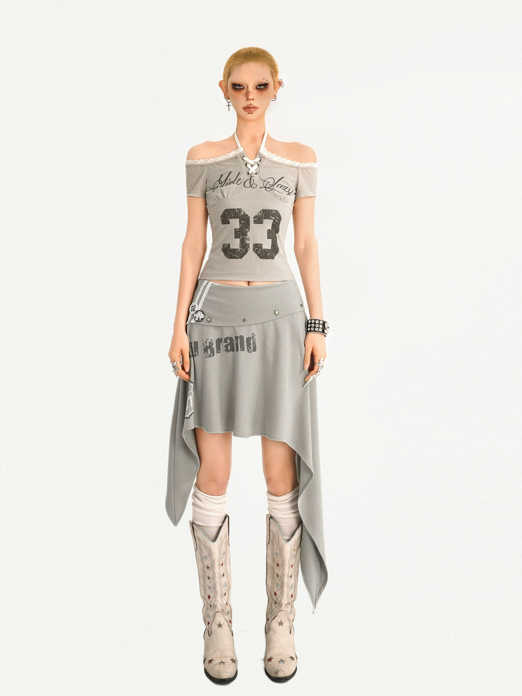 Nico_Molly_Gray_Printed_Off_Shoulder_Halter_Tie_Cropped_Slim_Women's_Short_Sleeve_T-shirts_1032629152742_MISSTT