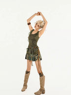 Nico Molly Green Ribbon Tie Zipper Slim Fit Slimming Sexy Women's Tank Tops