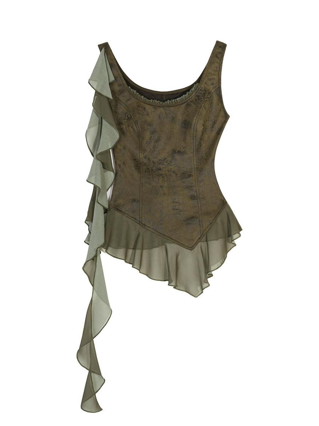 Nico Molly Green Ribbon Tie Zipper Slim Fit Slimming Sexy Women's Tank Tops