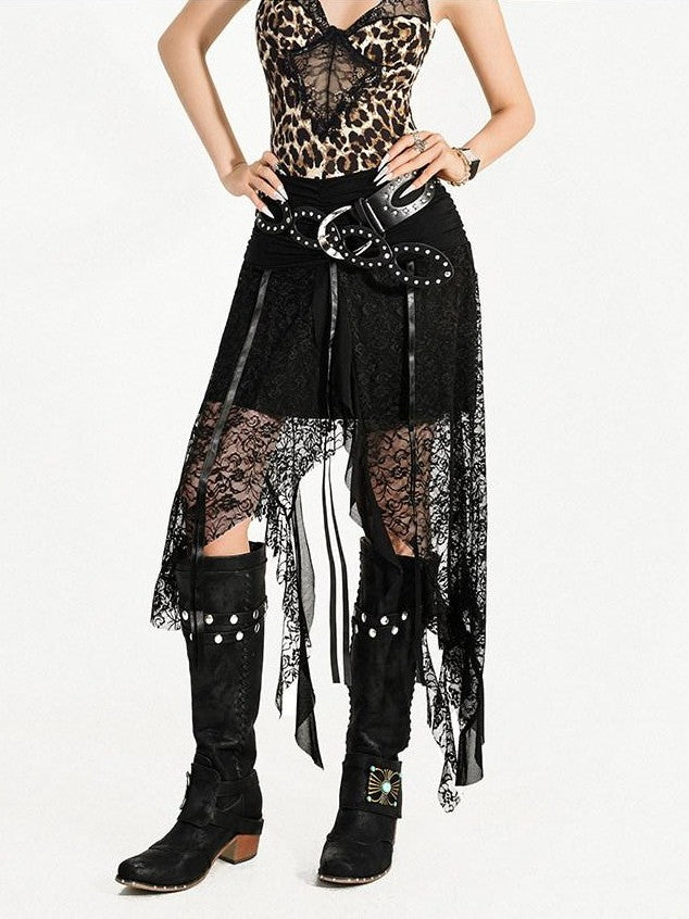 Nico Molly Hollow Cutout Rhinestone Retro Round Ring Street Punk Women's Pu Belts