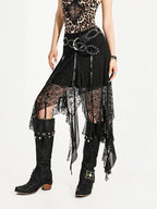 Nico Molly Hollow Cutout Rhinestone Retro Round Ring Street Punk Women's Pu Belts