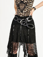 Nico Molly Hollow Cutout Rhinestone Retro Round Ring Street Punk Women's Pu Belts