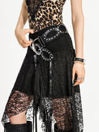 Nico Molly Hollow Cutout Rhinestone Retro Round Ring Street Punk Women's Pu Belts