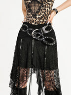 Nico Molly Hollow Cutout Rhinestone Retro Round Ring Street Punk Women's Pu Belts
