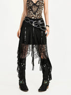 Nico Molly Hollow Cutout Rhinestone Retro Round Ring Street Punk Women's Pu Belts