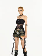 Nico Molly Lace Off Shoulder Asymmetric Street Women's Slim Fit Tube Tops / Bandeaus