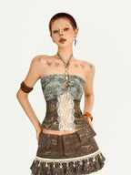Nico Molly Lace Patchwork Halter Slim Women's Polyester Spandex Tube Tops / Bandeaus