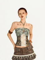 Nico Molly Lace Patchwork Halter Slim Women's Polyester Spandex Tube Tops / Bandeaus