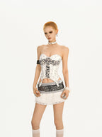 Nico Molly Leopard Patch Fur Asymmetric Cinched Women's Other Material Tube Tops / Bandeaus