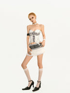 Nico Molly Leopard Patch Fur Asymmetric Cinched Women's Other Material Tube Tops / Bandeaus