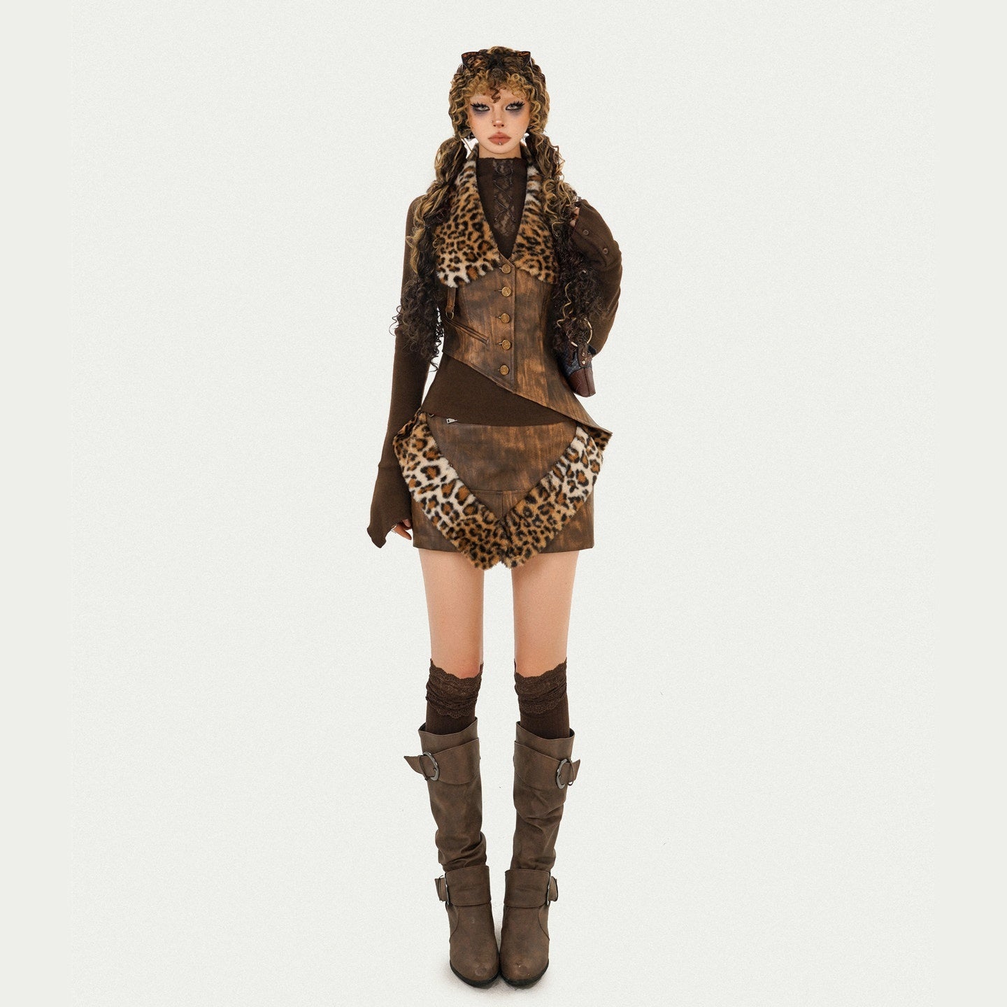 Nico_Molly_Leopard_Patchwork_Tribal_Women's_Cropped_Slim_Vest_Skirt_Top_&_Skirt_Sets_1002550474309_MISSTT