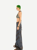 Nico Molly Leopard Print Rhinestone Halter Tie V-neck Women's Padded Tube Tops / Bandeaus