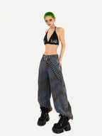 Nico Molly Leopard Print Rhinestone Halter Tie V-neck Women's Padded Tube Tops / Bandeaus