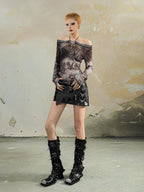 Nico Molly Letter Print One Shoulder Streetwear Women's Long Sleeve T-shirts