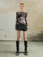 Nico Molly Letter Print One Shoulder Streetwear Women's Long Sleeve T-shirts