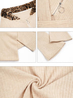 Nico Molly Oatmeal One Shoulder Cross Tie Fur Collar Vintage Knit Women's Viscose Sweaters