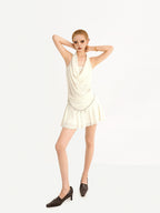Nico Molly Petite Slimming Draped Halter A Line Retro Women's Casual Mini Dresses