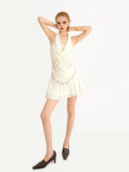 Nico Molly Petite Slimming Draped Halter A Line Retro Women's Casual Mini Dresses