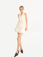Nico Molly Petite Slimming Draped Halter A Line Retro Women's Casual Mini Dresses