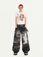 Nico Molly Portrait Print Slim Fit Round Neck Women's Combed Cotton Short Sleeve T-shirts