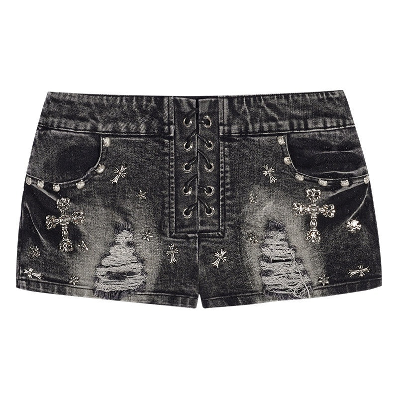Nico_Molly_Punk_Studded_Heavy_Washed_Ripped_Low_Waist_Straight_Cut_Women's_Denim_Shorts_1038620953115_MISSTT