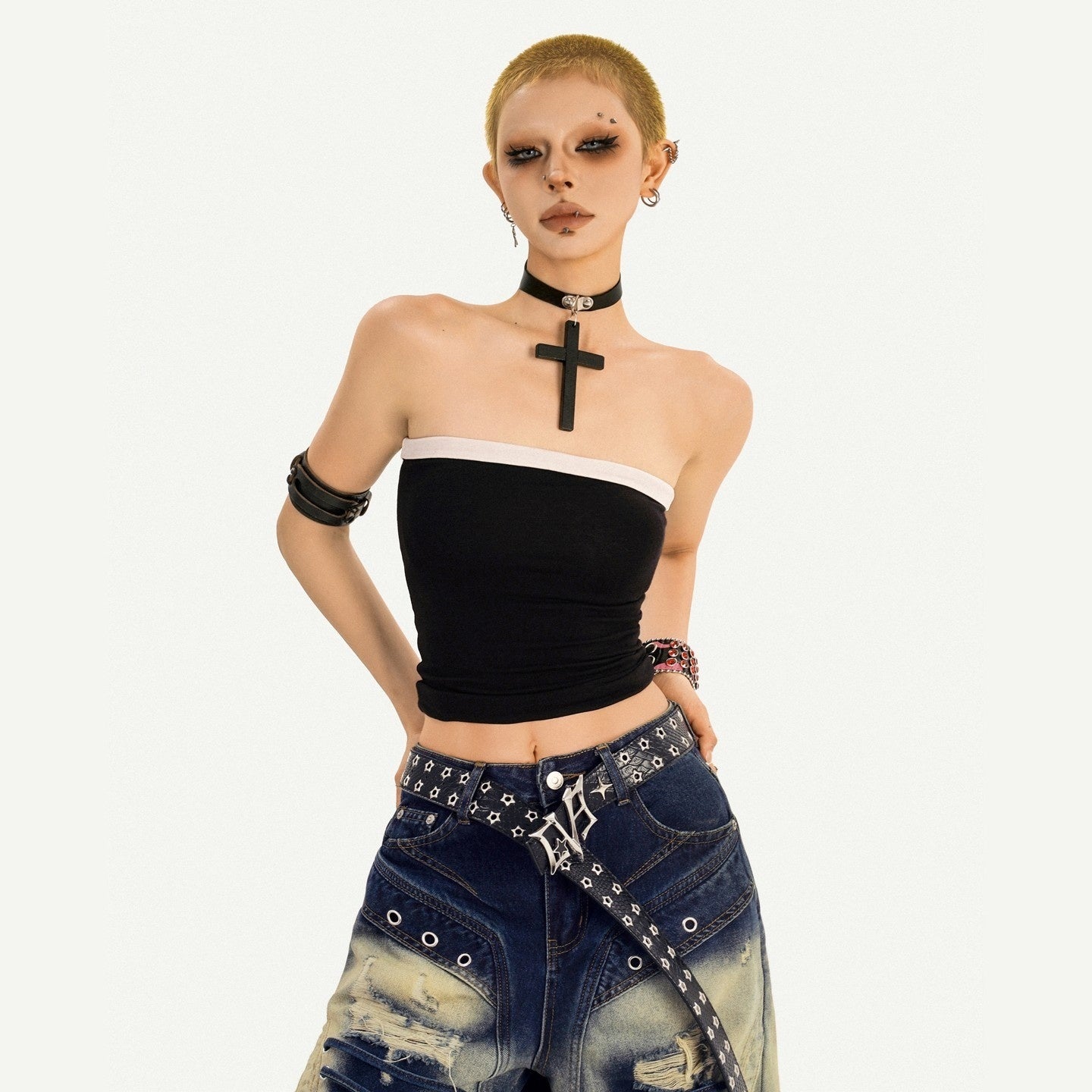 Nico_Molly_Punk_Studded_One_Piece_Anti_Slip_Women's_Stretch_Tube_Tops_/_Bandeaus_934122917847_MISSTT