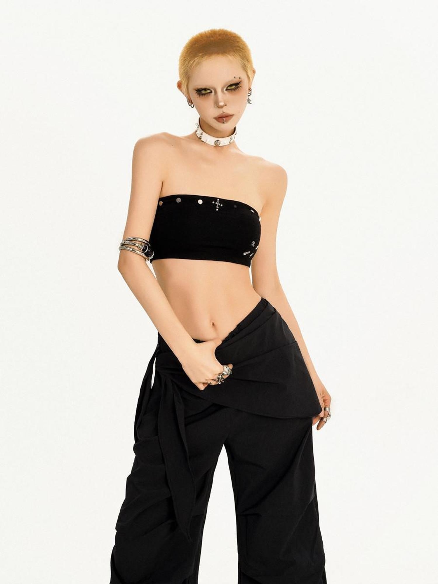 Nico Molly Punk Studded One Piece Anti Slip Women's Stretch Tube Tops / Bandeaus