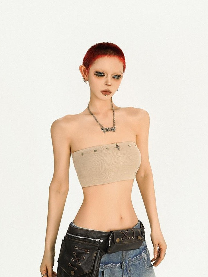 Nico Molly Punk Studded One Piece Anti Slip Women's Stretch Tube Tops / Bandeaus