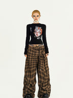 Nico Molly Quirky Character Letter Abstract Print Slim Fit Women's Long Sleeve T-shirts