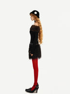 Nico Molly Rebellious One Shoulder Women's Faux Fur Trim Long Sleeve T-shirts