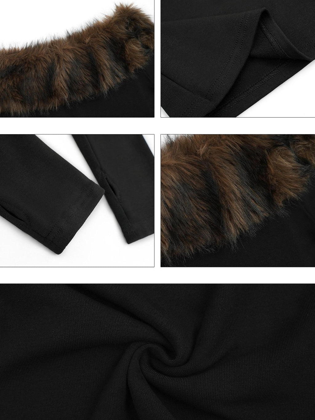 Nico Molly Rebellious One Shoulder Women's Faux Fur Trim Long Sleeve T-shirts
