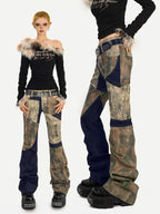 Nico Molly Rebellious Wasteland Patchwork Vintage Pattern Women's Flare Pants