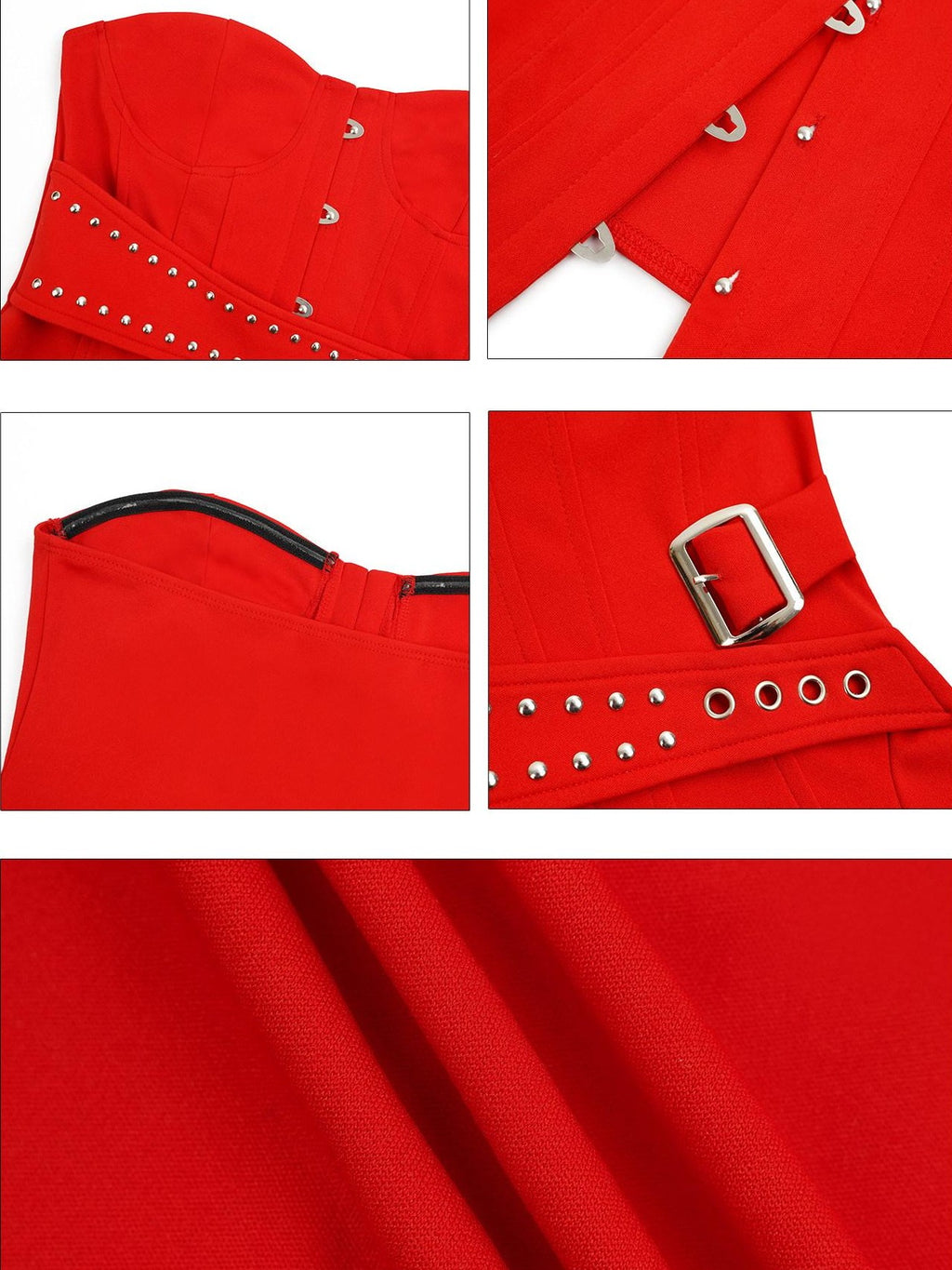 Nico Molly Red Studded Boned Corset Backless Women's Tube Tops / Bandeaus