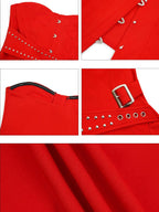 Nico Molly Red Studded Boned Corset Backless Women's Tube Tops / Bandeaus
