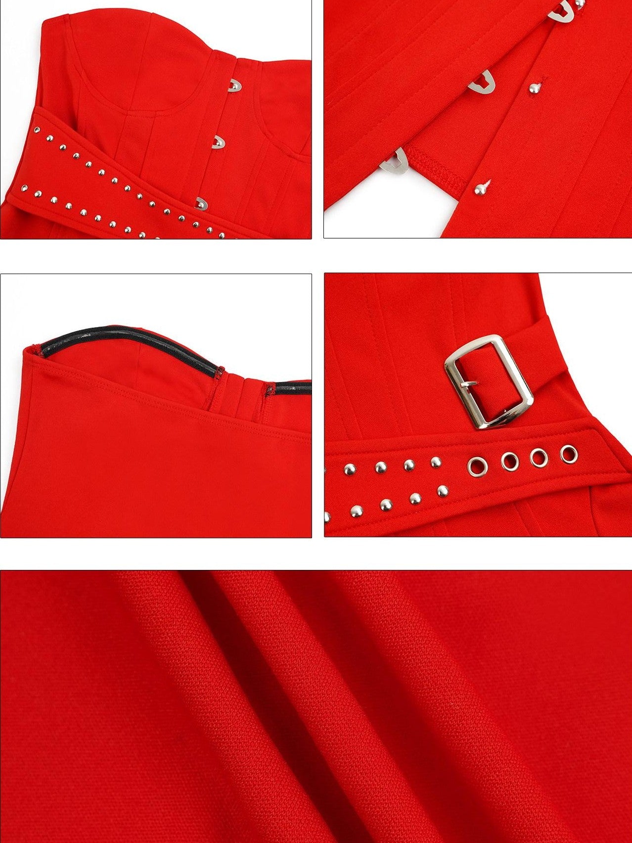 Nico Molly Red Studded Boned Corset Backless Women's Tube Tops / Bandeaus