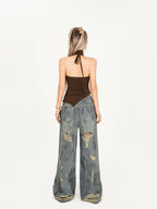 Nico Molly Retro Butterfly Halter Slim Street Style Women's Poly Cotton Camisoles